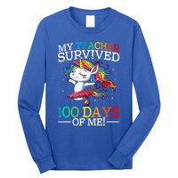 My Teacher Survived 100 Days Of Me Unicorn Cool Gift Long Sleeve Shirt