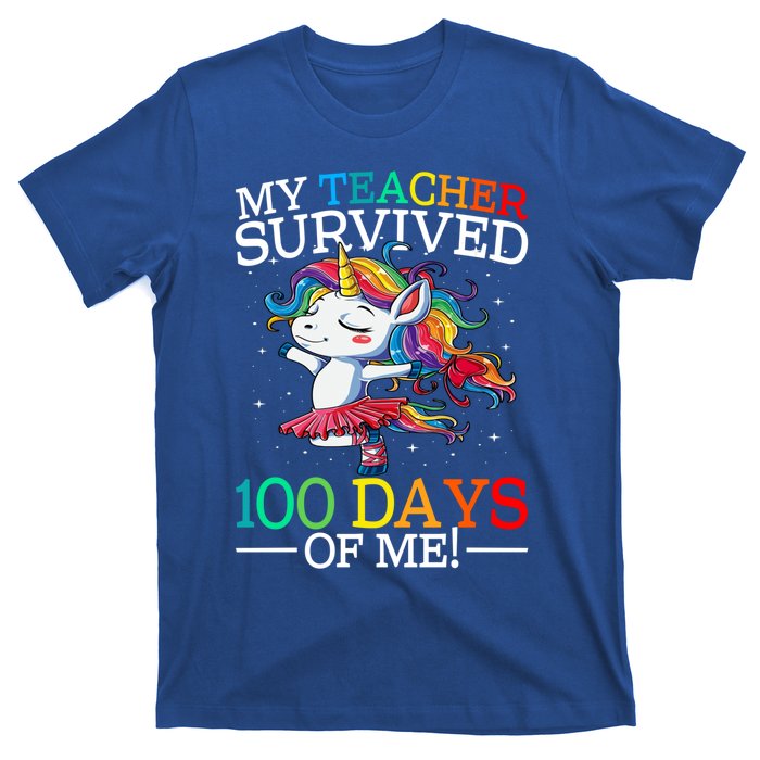 My Teacher Survived 100 Days Of Me Unicorn Cool Gift T-Shirt