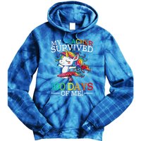 My Teacher Survived 100 Days Of Me Unicorn Cool Gift Tie Dye Hoodie