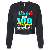 My Teacher Survived 100 Days Of Me Funny 100 Days Of School  Cropped Pullover Crew
