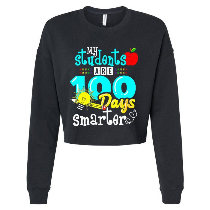 My Teacher Survived 100 Days Of Me Funny 100 Days Of School  Cropped Pullover Crew