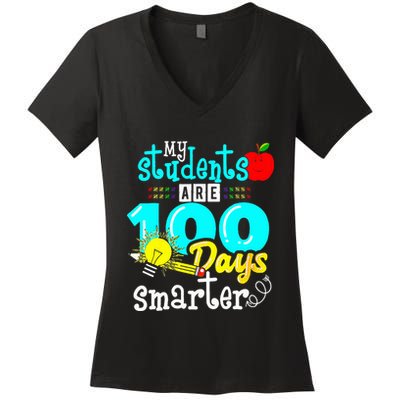 My Teacher Survived 100 Days Of Me Funny 100 Days Of School  Women's V-Neck T-Shirt