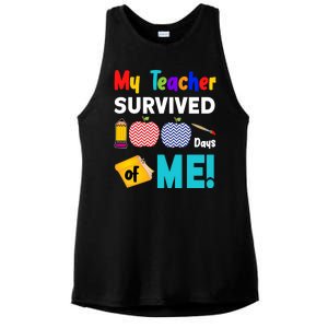 My Teacher Survived 100 Days Of Me Ladies PosiCharge Tri-Blend Wicking Tank