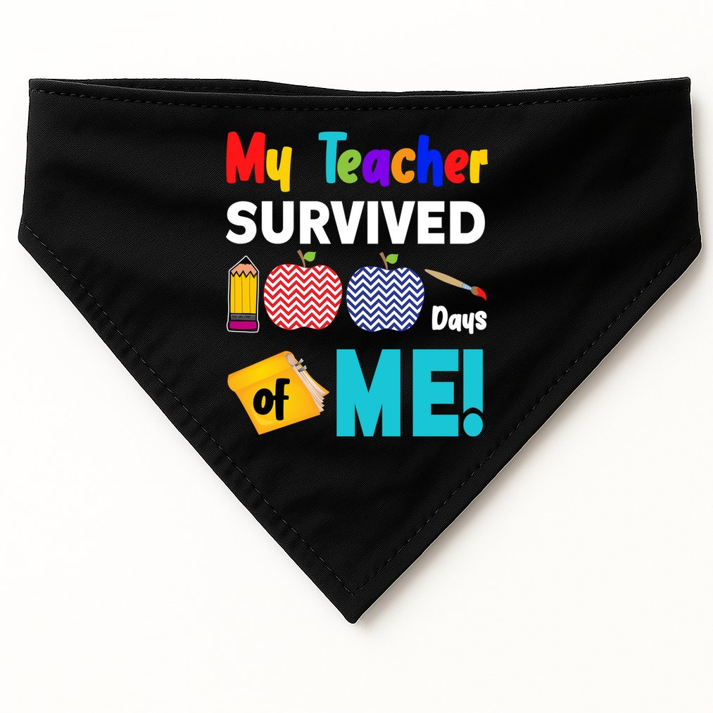 My Teacher Survived 100 Days Of Me USA-Made Doggie Bandana