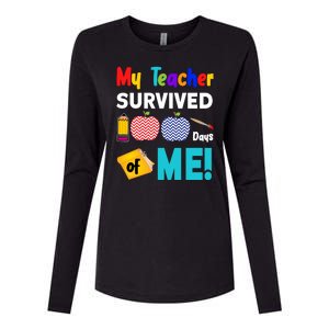 My Teacher Survived 100 Days Of Me Womens Cotton Relaxed Long Sleeve T-Shirt