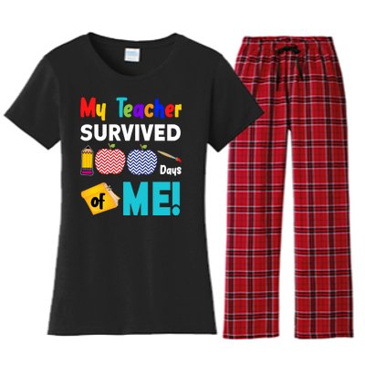 My Teacher Survived 100 Days Of Me Women's Flannel Pajama Set