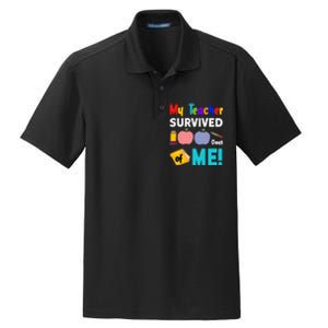 My Teacher Survived 100 Days Of Me Dry Zone Grid Polo