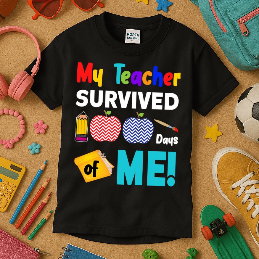 My Teacher Survived 100 Days Of Me Kids T-Shirt