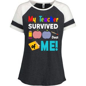 My Teacher Survived 100 Days Of Me Enza Ladies Jersey Colorblock Tee