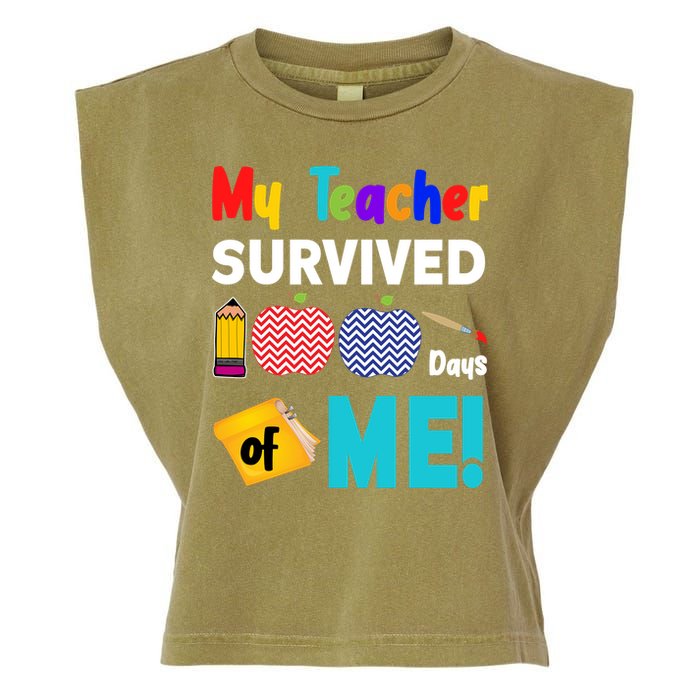My Teacher Survived 100 Days Of Me Garment-Dyed Women's Muscle Tee