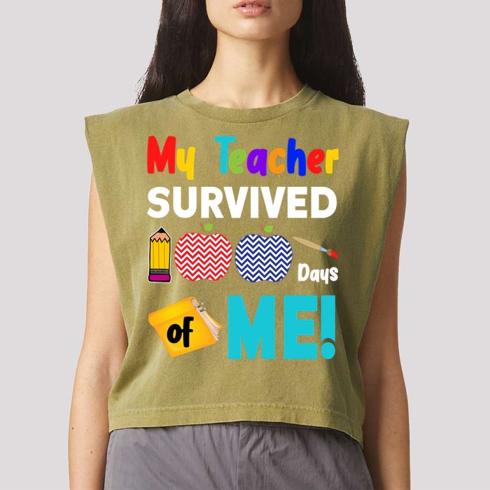 My Teacher Survived 100 Days Of Me Garment-Dyed Women's Muscle Tee