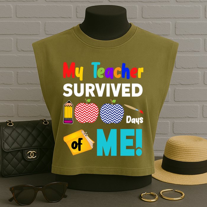 My Teacher Survived 100 Days Of Me Garment-Dyed Women's Muscle Tee