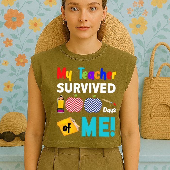 My Teacher Survived 100 Days Of Me Garment-Dyed Women's Muscle Tee