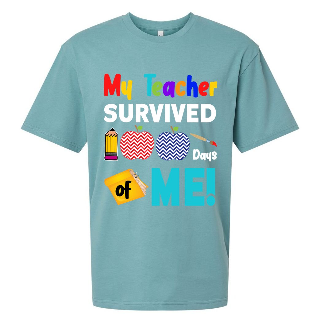My Teacher Survived 100 Days Of Me Sueded Cloud Jersey T-Shirt