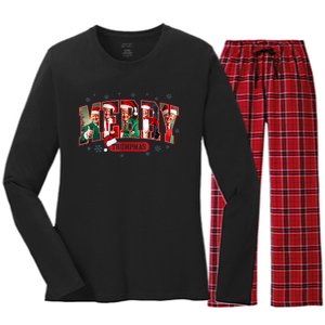 Merry Trumpmas Santa Trump Christmas Pajamas Funny Women's Long Sleeve Flannel Pajama Set 