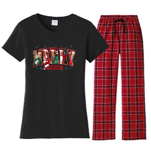 Merry Trumpmas Santa Trump Christmas Pajamas Funny Women's Flannel Pajama Set