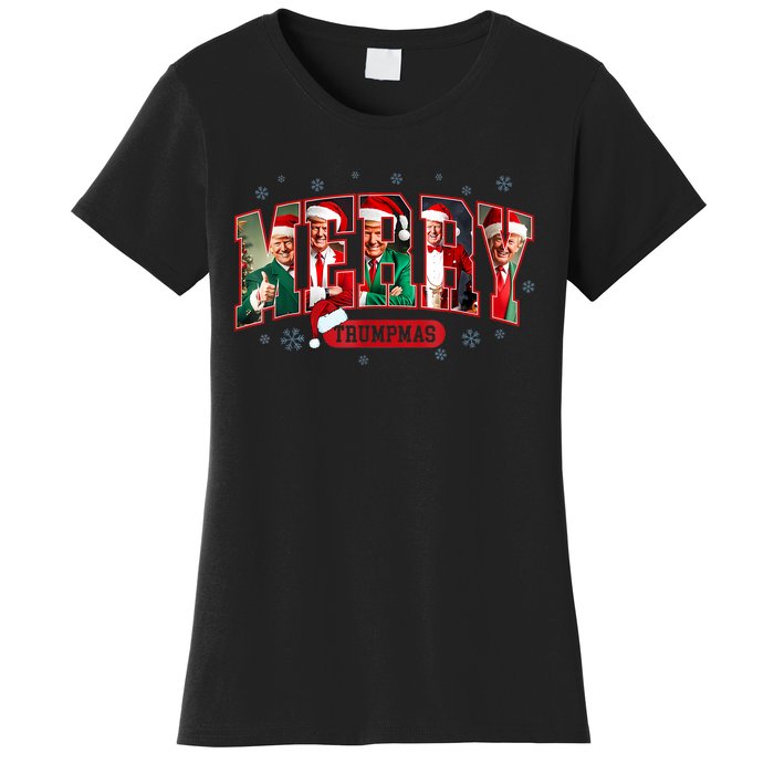 Merry Trumpmas Santa Trump Christmas Pajamas Funny Women's T-Shirt