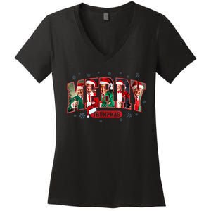 Merry Trumpmas Santa Trump Christmas Pajamas Funny Women's V-Neck T-Shirt