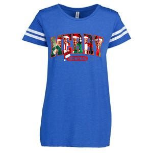 Merry Trumpmas Santa Trump Christmas Pajamas Funny Enza Ladies Jersey Football T-Shirt