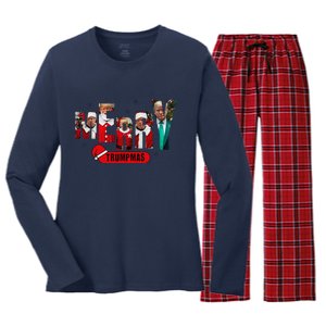 Merry Trumpmas Santa Trump Christmas Pajamas Humor Women's Long Sleeve Flannel Pajama Set 