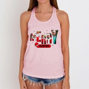 Merry Trumpmas Santa Trump Christmas Pajamas Humor Women's Knotted Racerback Tank