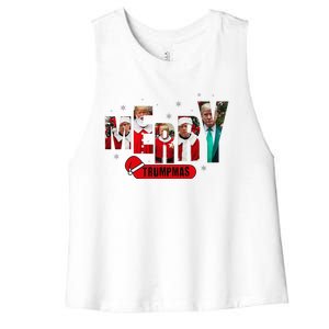 Merry Trumpmas Santa Trump Christmas Pajamas Humor Women's Racerback Cropped Tank