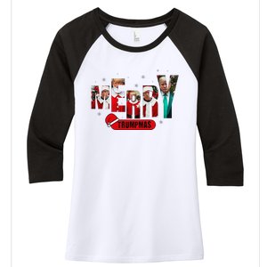 Merry Trumpmas Santa Trump Christmas Pajamas Humor Women's Tri-Blend 3/4-Sleeve Raglan Shirt