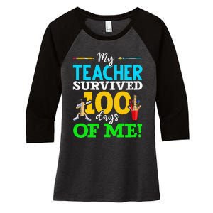 My Teacher Survived 100 Days Of Me Dab 100 Days Of School Women's Tri-Blend 3/4-Sleeve Raglan Shirt