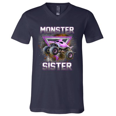 Monster Truck Sister Monster Truck Are My Jam Truck V-Neck T-Shirt