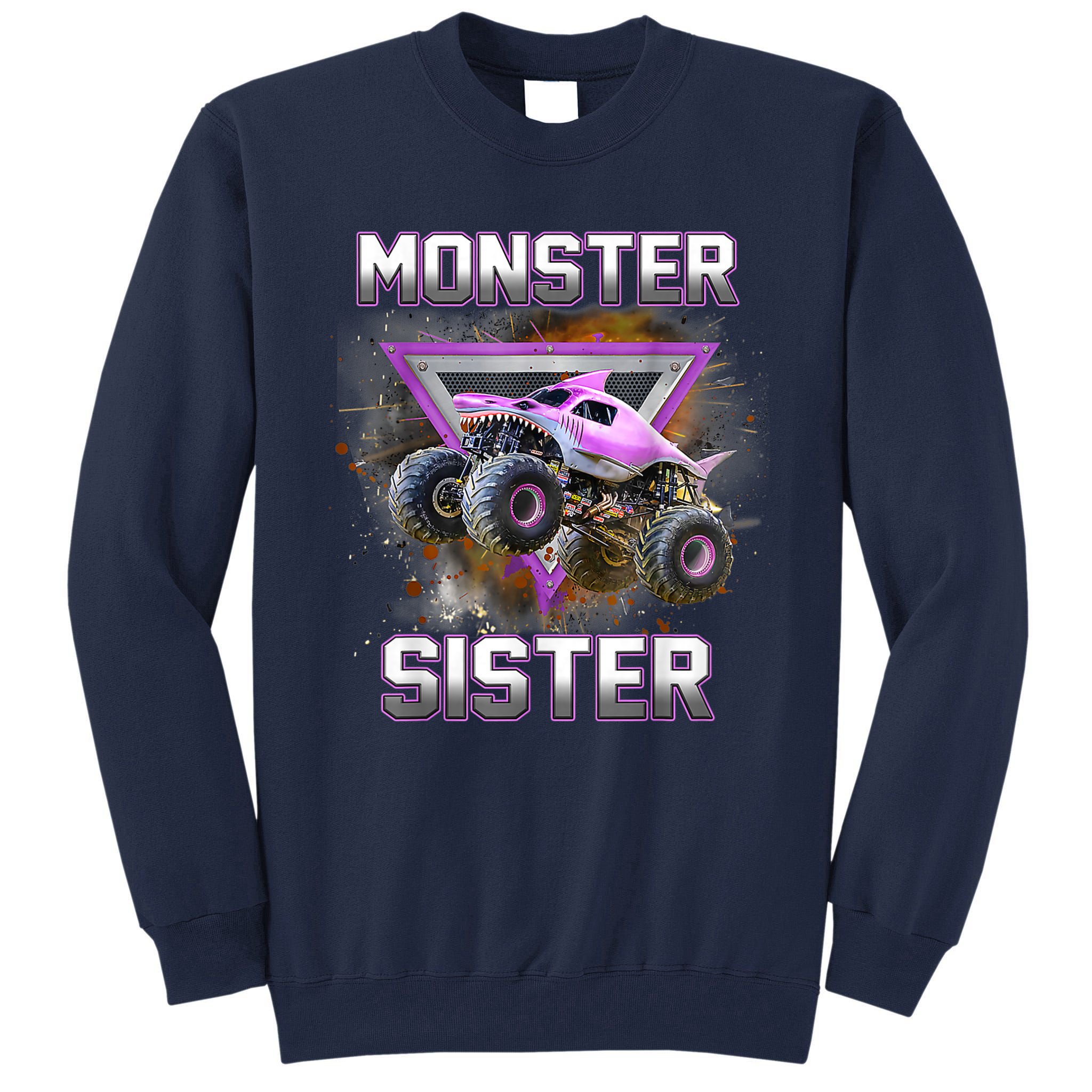 Monster Truck Sister Monster Truck Are My Jam Truck Tall Sweatshirt
