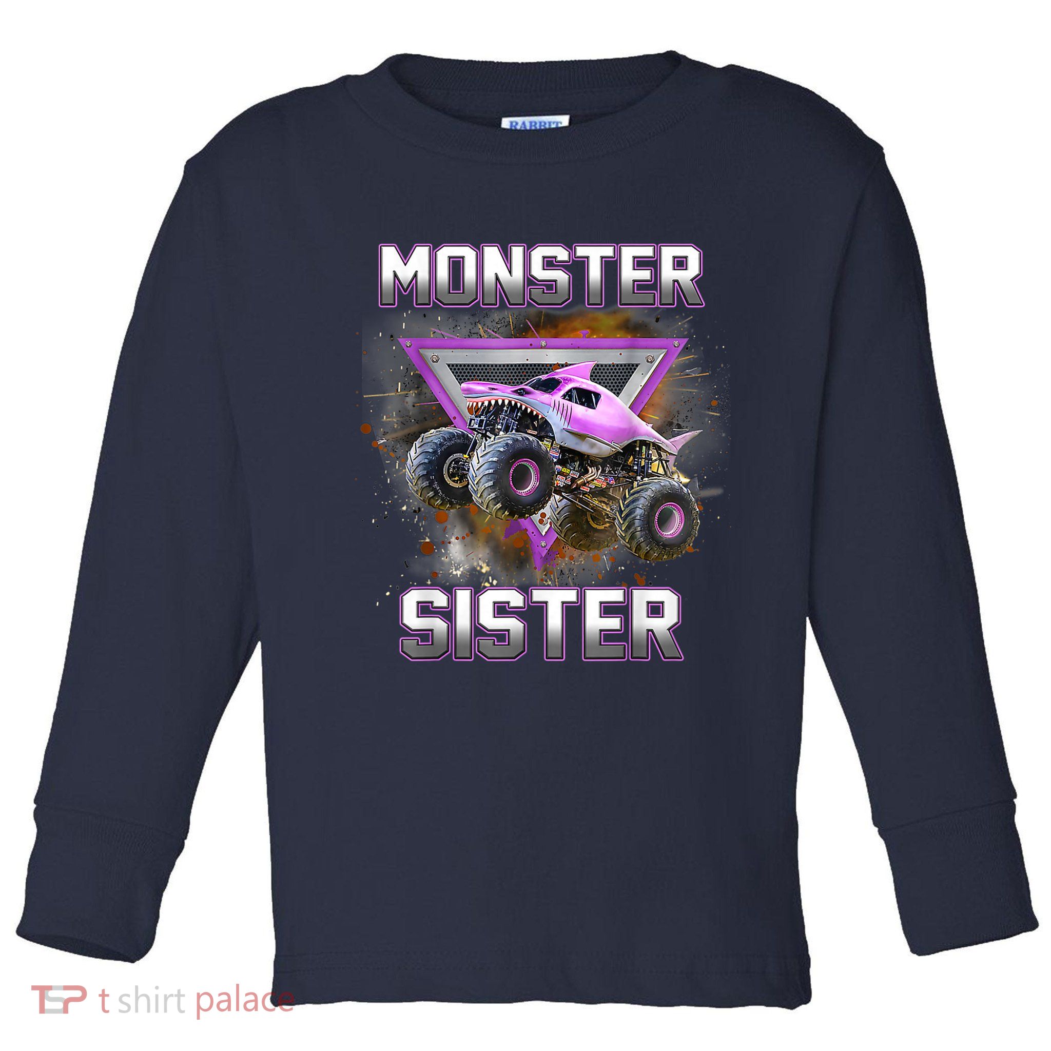 Monster Truck Sister Monster Truck Are My Jam Truck Toddler Long Sleeve Shirt