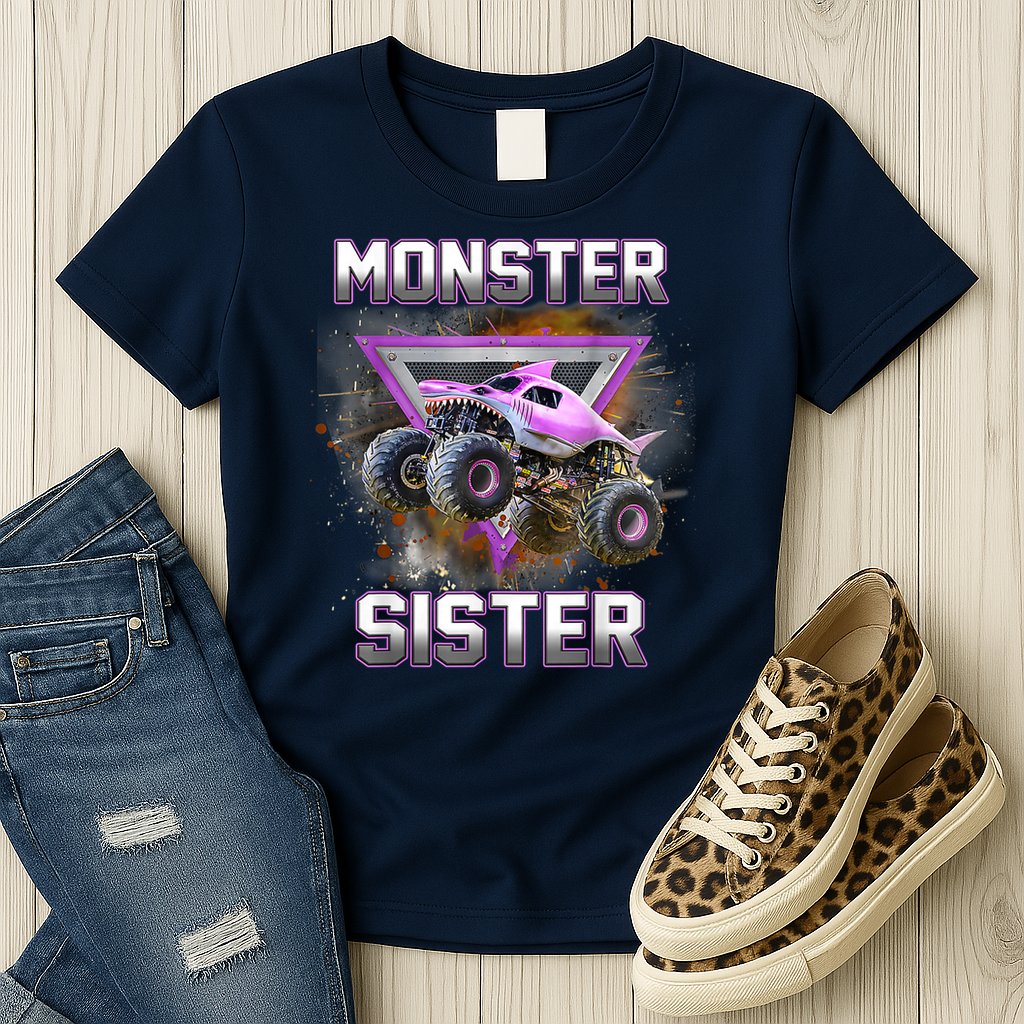 Monster Truck Sister Monster Truck Are My Jam Truck Womens T-Shirt