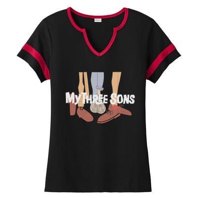 My Three Sons Shoes Retro Lover Gift Ladies Halftime Notch Neck Tee