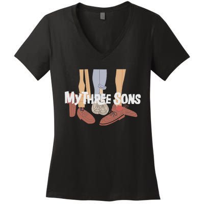 My Three Sons Shoes Retro Lover Gift Women's V-Neck T-Shirt