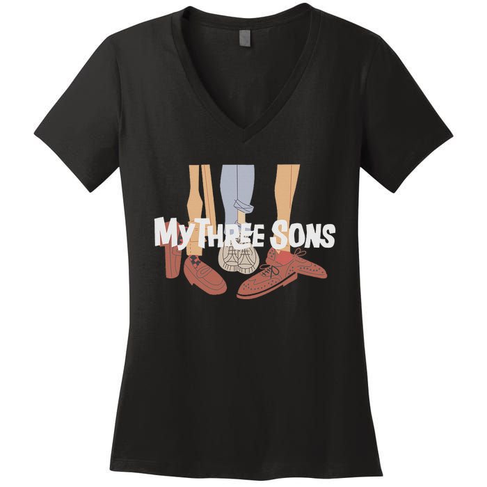 My Three Sons Shoes Retro Lover Gift Women's V-Neck T-Shirt