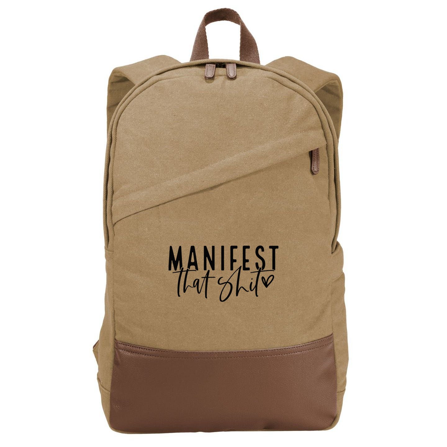 Manifest That Shit Attraction Law Spiritual Yoga Meditation Cotton Canvas Backpack