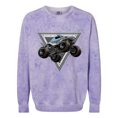 Monster Truck Shark For Adults And Boys Girls Shark Truck Colorblast Crewneck Sweatshirt