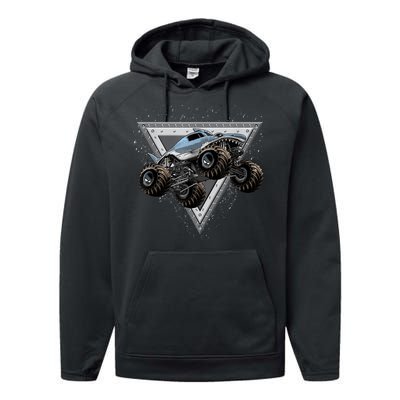 Monster Truck Shark For Adults And Boys Girls Shark Truck Performance Fleece Hoodie