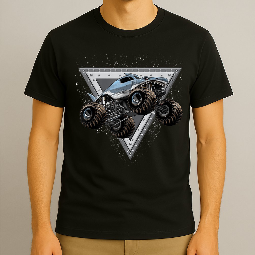 Monster Truck Shark For Adults And Boys Girls Shark Truck T-Shirt