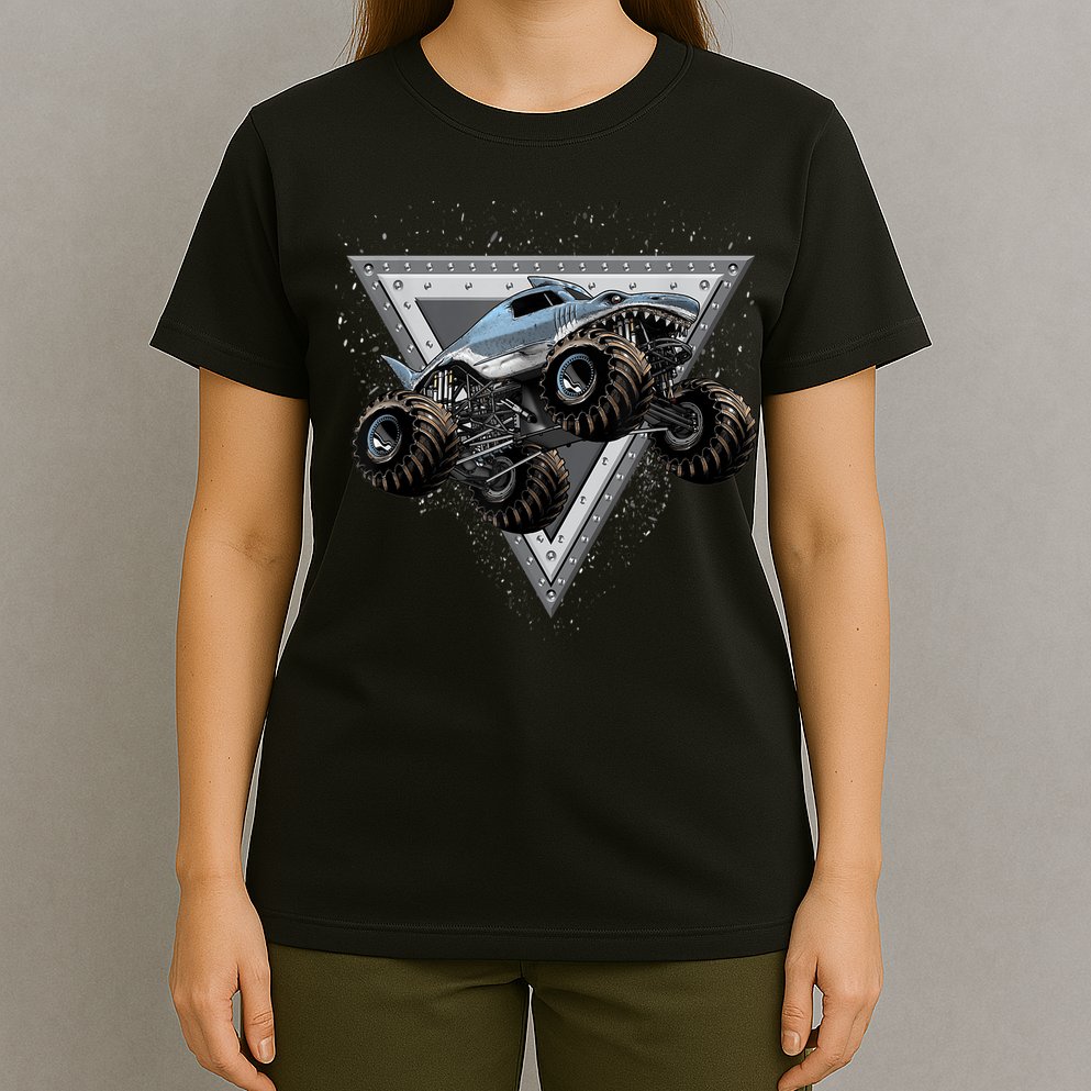 Monster Truck Shark For Adults And Boys Girls Shark Truck T-Shirt