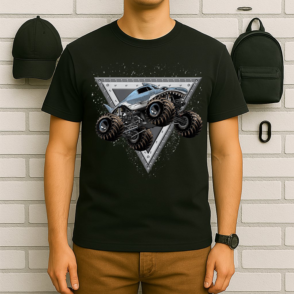 Monster Truck Shark For Adults And Boys Girls Shark Truck T-Shirt