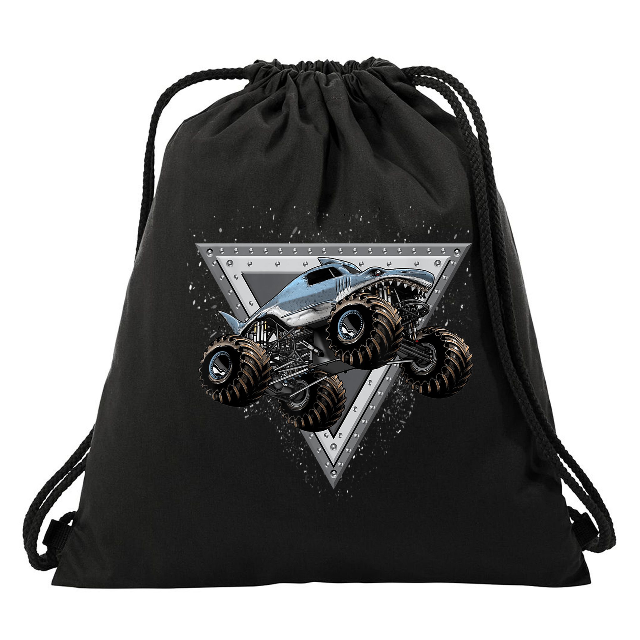 Monster Truck Shark For Adults And Boys Girls Shark Truck Drawstring Bag