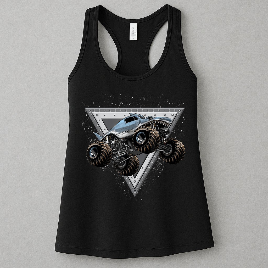 Monster Truck Shark For Adults And Boys Girls Shark Truck Womens Tank Top