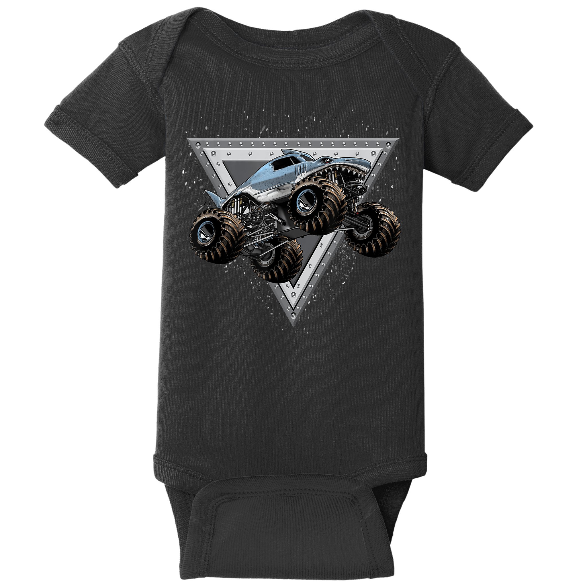 Monster Truck Shark For Adults And Boys Girls Shark Truck Baby Bodysuit