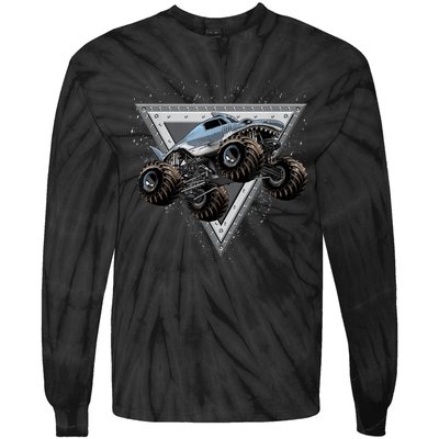 Monster Truck Shark For Adults And Boys Girls Shark Truck Tie-Dye Long Sleeve Shirt