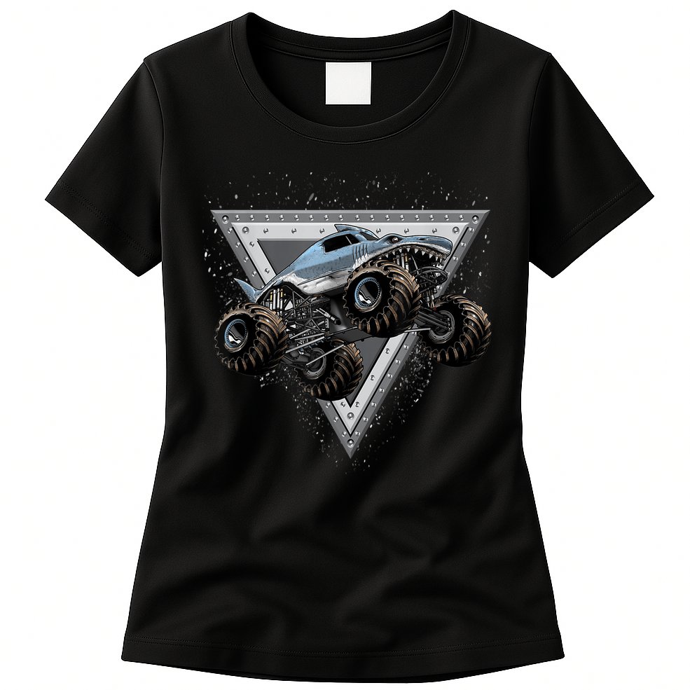 Monster Truck Shark For Adults And Boys Girls Shark Truck Womens T-Shirt