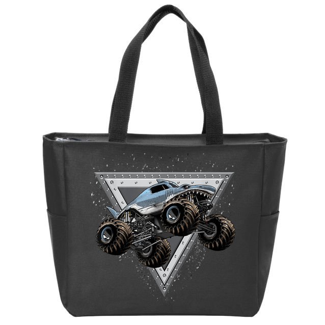 Monster Truck Shark For Adults And Boys Girls Shark Truck Zip Tote Bag