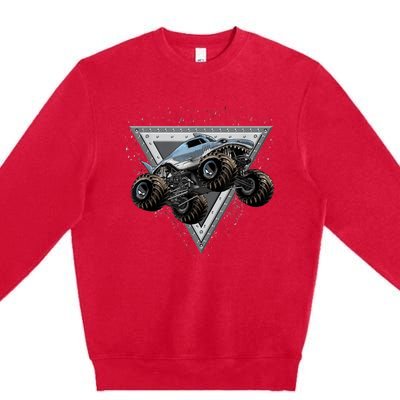 Monster Truck Shark For Adults And Boys Girls Shark Truck Premium Crewneck Sweatshirt