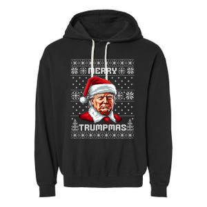 Merry Trumpmas Santa Claus Trump Christmas Ugly Christmas Garment-Dyed Fleece Hoodie