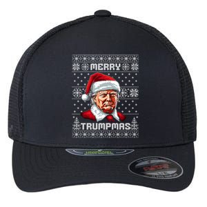 Merry Trumpmas Santa Claus Trump Christmas Ugly Christmas Flexfit Unipanel Trucker Cap